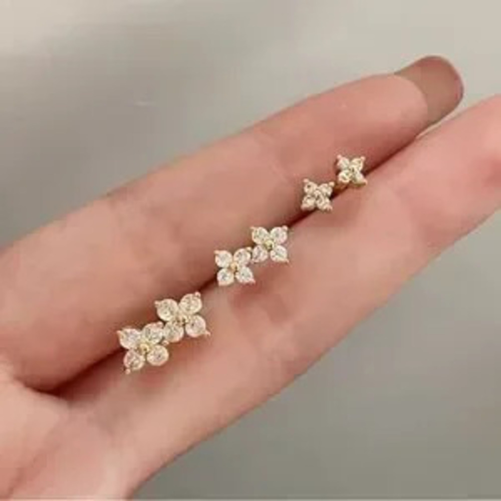 Dainty Flower Stainless Steel four leaf Stud